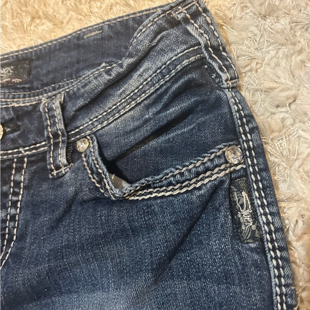 Silver Jeans Dark Blue Straight Leg Women's Jeans - Picture 3 of 9